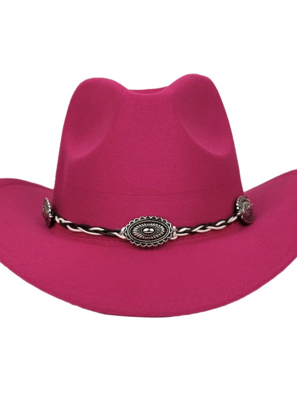 Hot Pink Western Cowboy Cowgirl Hat Braided Concho Band Wide Brim Rodeo Festival